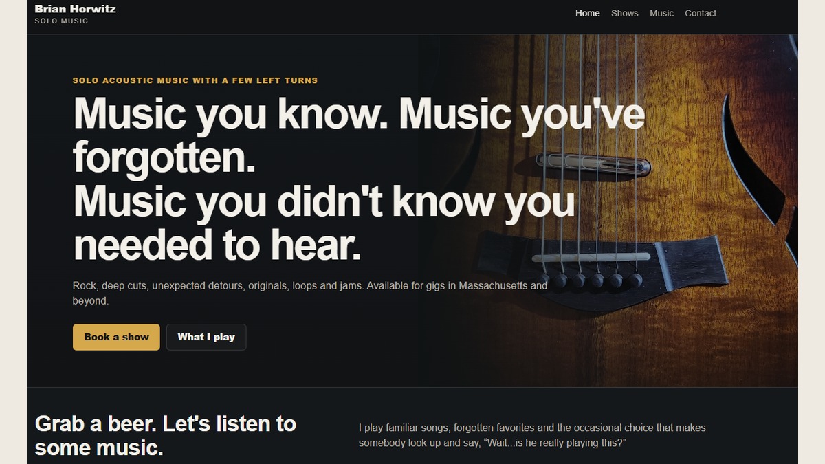 Real BrianH Music website screenshot